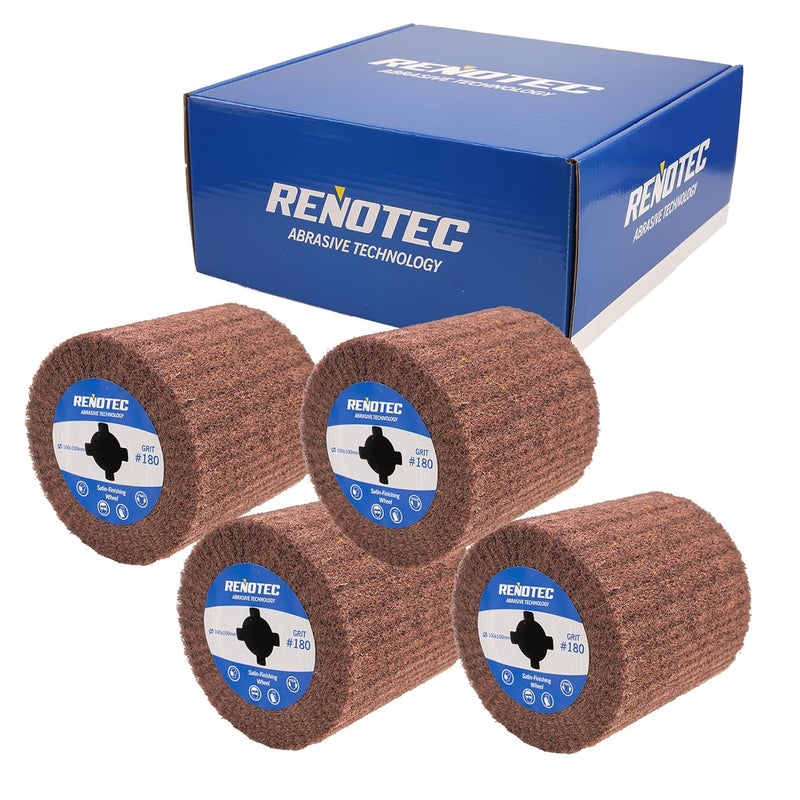 RENOTEC 4" Burnishing Drum, 100x100mm, Fine Grit 180, A/O, for Metalwork Surface Polishing - Image 2